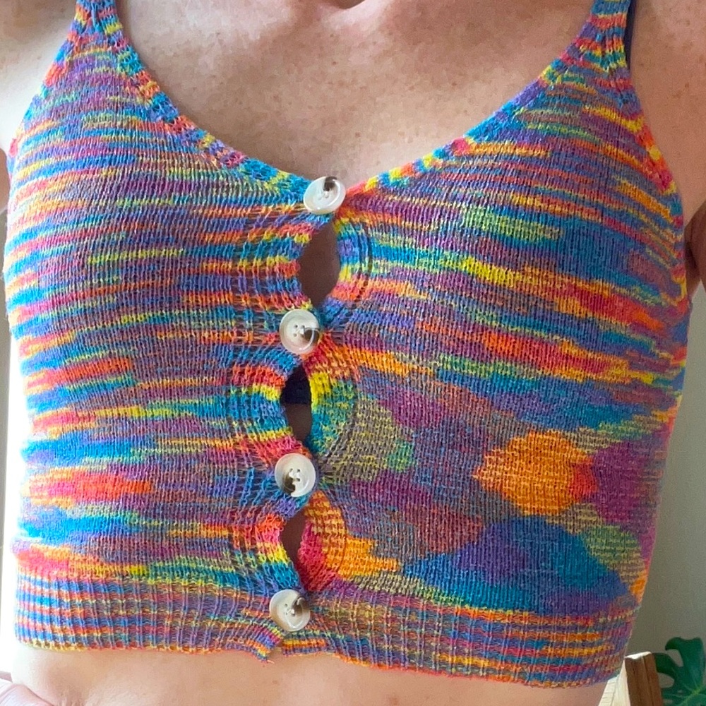 Rainbow Space Dye Sweater cropped Tank Top